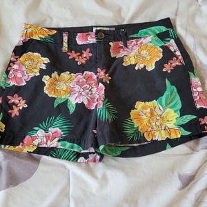Black shorts with floral pattern
